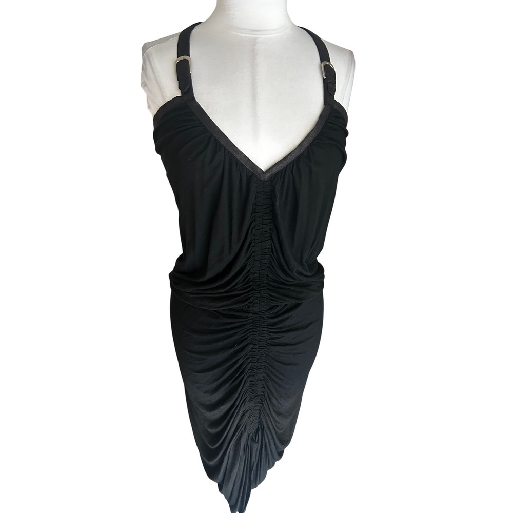 CQ by CQ Dress Medium Black Ruched Front Y-Back Strap Y2K baggy strappy sexy
